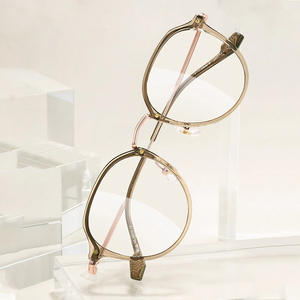 Montura de gafas ovaladas de estilo coreano K9902 para mujer, titanio puro, ligeras, cómodas, montura completa, lentes de plástico - Product Image 2