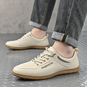 Fashion Casual Sneakers <b>Men</b> Low <b>Heel</b> Anti Slip Leather Shoes Leisure Wear White Size 40-45 - Product Image 4