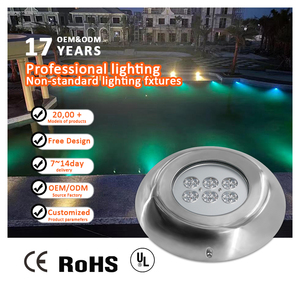 Luz LED Sumergible para Piscina, Montaje <span class=keywords><strong>en</strong></span> Pared, Súper Brillante, Empotrada, IP68, 24V, RGB, Acero Inoxidable 316L, 3600 Lúmenes - Product Image 1