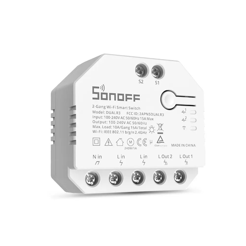 Sonoff DualR3 2 Gang Módulo de Relé Duplo Wifi DIY Mini Interruptor Inteligente Controle de Medição de Potência via eWeLink Alexa Google Smart Home