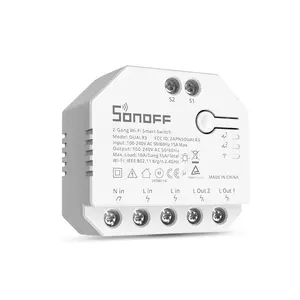 Sonoff DualR3 2 Gang Dual Relay Module Wifi DIY Mini Smart Switch Power Metering Control via eWeLink Alexa Google Smart Home