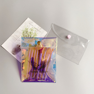Sacchetti trasparenti in PVC di plastica con <span class=keywords><strong>chiusura</strong></span> <span class=keywords><strong>a</strong></span> <span class=keywords><strong>scatto</strong></span> in vinile richiudibile in PVC colorato trasparente personalizzato sfuso - Product Image 1