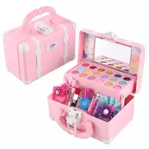 Meninas Fingir Jogar Real Little Lavável Beleza Cosmética Set Princesa Suitcase Cosméticos Maquiagem Kit conjunto