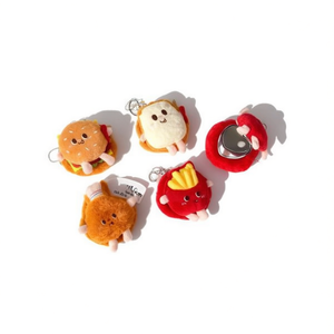 Llavero de peluche de la serie Hamburger de 10 cm con monedero y espejo para mujeres y niños - Product Image 2