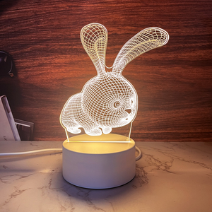 Luz Nocturna LED USB 3D con Base de Acrílico ABS Mini, Diseño de Ilusión Novedoso para Decoración del Hogar, Venta al por Mayor - Product Image 1