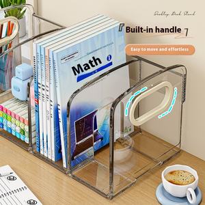 שקופים שולחן עבודה אקרילי שקוף ספר סטודנט פלסטיק עם מדף אחסון עבור ארגון קובץ ספר תמונה - Product Image 3