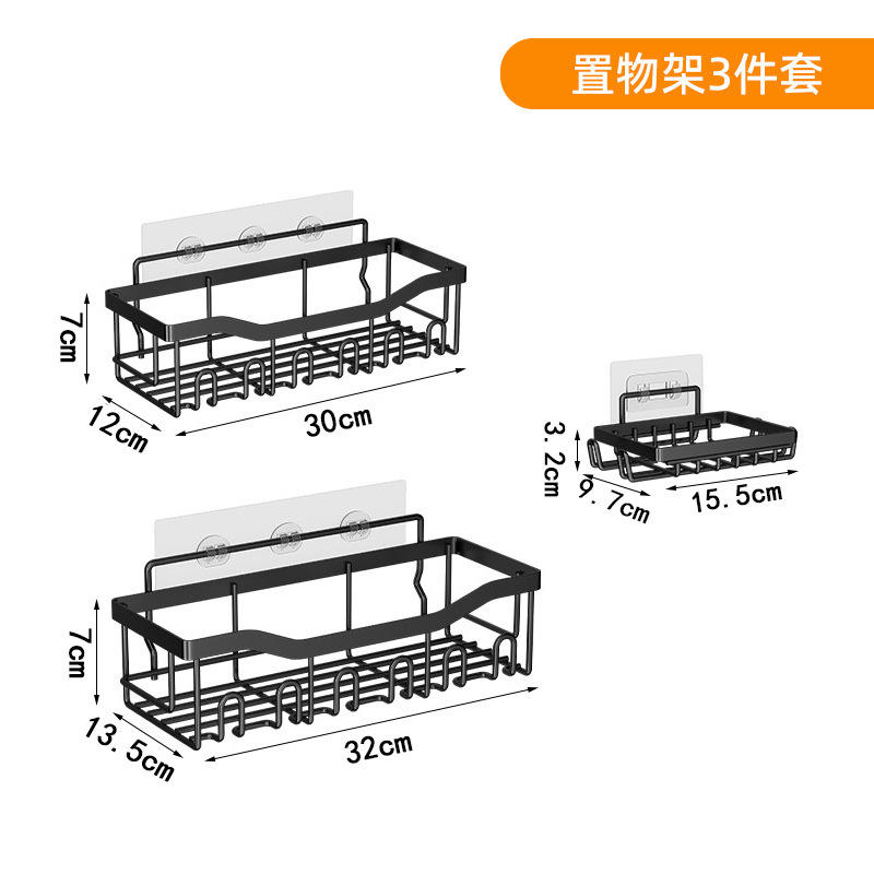 Lot de 3 crochets carrés à 6 crochets avec pastilles adhésives