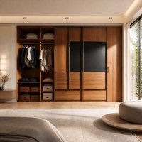 Armoire en bois moderne et écologique avec rangement suspendu, ensemble de chambre haut de gamme pour hôtel, tiroirs personnalisables – Offre Spéciale