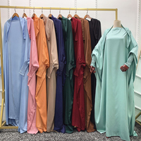 Jilbab 1 Pièce Velours Satin Ramadan EID Plus Size Vêtements Islamiques Vente en Gros Femmes Musulmanes Modeste Prière Turc Jilbab Français