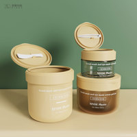 Pot cosmétique rond personnalisé en plastique PET pour crème, gommage corporel, beurre corporel, toner, ou tampons de coton, avec couvercle à clapet, 200ml 300ml 500ml