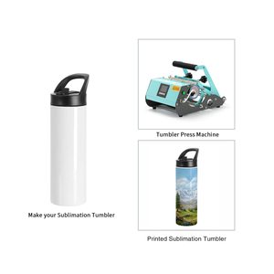 Gobelets de sublimation vierges blancs 20 OZ, bouteilles d'eau sportives fines et droites, tasses avec couvercle portable à bec verseur et paille - Product Image 3