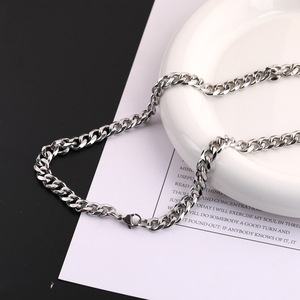 Chaîne cubaine en acier inoxydable de 7,0 mm de large, polie sur quatre côtés, accessoire de bijouterie unisexe, matériau pour collier et bracelet DIY tendance - Product Image 3