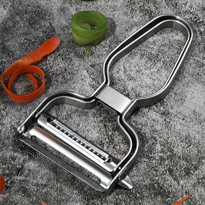 Pelapatate e Affettaverdure 2 in 1 in Acciaio Inox Impilabile, Utensile da Cucina per Frutta e Patate - Product Image 1