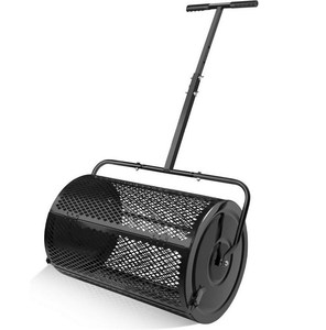 Épandeur de mousse de tourbe en acier moderne Rouleau d'habillage supérieur pour pelouse et jardin avec panier en treillis métallique - Product Image 1