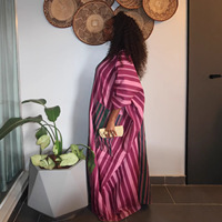 Nouvelle Arrivée Été 2026 – Robe Longue Ample en Polyester à Col en V Rayée Bicolore Style Africain Grande Taille Élégante – Vente Transfrontalière