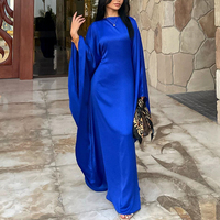 Abaya Papillon en Satin Femme Musulmane Mode Pudique Robe Longue Luxe Soie Proche Vêtement Islamique Dubai 2024