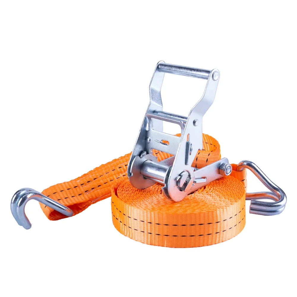 White zinc 35mm 2T lashing belt with J hook spanngurt cargo lashing ratchet tie down strap