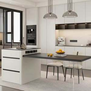 High End Solid Wood Modern <b>Dining</b> <b>Table</b> with Integrated Island and Retractable Kitchen Bar-Customizable Durable Waterproof - Product Image 6