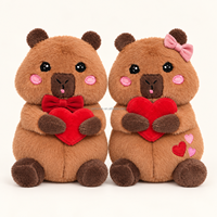 Peluches personnalisées de couple de capybaras pour la Saint-Valentin avec cœur, ensemble de cadeaux d'animaux en peluche mignons pour la décoration des fêtes