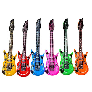 Guitare gonflable pour fête, 95cm x 55cm x 32cm, en PVC, thème Rock N Roll, décoration d'anniversaire, accessoires à thème, durables - Product Image 4