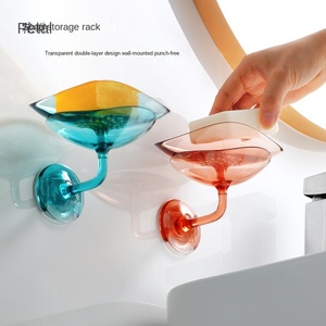 Porte-savon mural en plastique en forme de pétale, sans drainage, sans perçage, pour salle de bain domestique - Product Image 3