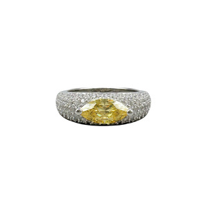 Anillo de Plata Pura S925 con Diamante Amarillo de Alta Calidad, Diseño de Ojo de Caballo Oculto, Chapado en Oro Champagne, Anillo Moderno - Product Image 5