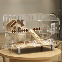Cage d'élevage pour hamster - Acrylique transparent, économique, grande, pour hamster syrien, villa luxueuse, spacieuse, anti-rongeur
