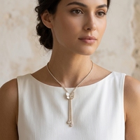Collier Lariat Élégant en Laiton Plaqué Or 14K avec Zircon et Papillon en Coquillage Pavé, Idéal pour Femme au Quotidien ou pour les Fêtes