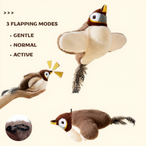 Giocattolo Interattivo in Peluche per Gatti con Squittio, Ricaricabile Tramite USB, Uccellino Passero che Cinguetta con Ali che Sbattono Automaticamente - Product Image 2