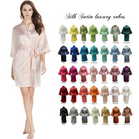 Batas Holgadas de 55 Colores, Batas de Lujo de Talla Grande, Batas de Novia Sexys y Sólidas, Kimono de Seda y Satén para Mujer, Batas de Boda Suaves