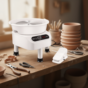 Tornio per Ceramica Elettrico 11 Pollici 450W con Schermo LCD Touch, Ruota per Ceramica Fai-da-Te con 3 Gambe di Supporto - Product Image 2