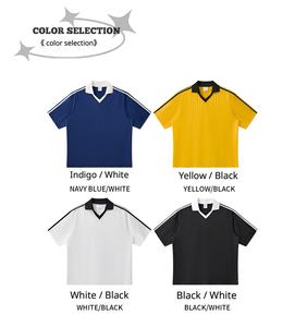 T-<span class=keywords><strong>shirt</strong></span> de football léger à col en V, design Y2K nostalgique à rayures appliquées, <span class=keywords><strong>tee</strong></span>-<span class=keywords><strong>shirt</strong></span> de sport décontracté pour hommes et femmes - Product Image 6