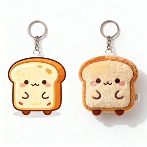 Llavero de Peluche Suave con Diseño Personalizado de Pan de Dibujos Animados, Ecológico, Duradero, Juguete de Comida, Muñeco Simulado Peludo de 10 cm, Regalo para Mochila Escolar - Product Image 2