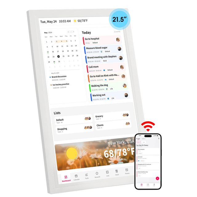 21.5 Inch Smart WiFi Interactive Display Touchscreen Wall-Mounted Digital Calendar And Family Schedule Planner Board