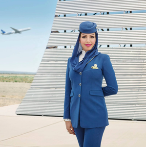 Haute qualité bleu marine veste + pantalon hôtesse de l'air Costume personnalisé cabine équipage <span class=keywords><strong>Saudi</strong></span> Arabian <span class=keywords><strong>Airlines</strong></span> uniforme - Product Image 2