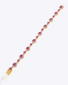 Scarlet Heirloom <b>Bracelet</b> Elegant Luxury Red <b>Gemstone</b> Inspired <b>Bracelet</b> Vintage Designer Fashion Jewelry Premium Gold Tone Chain - Product Image 2