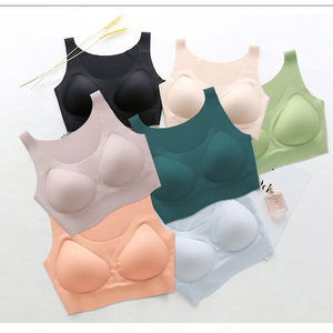 บราไร้โครง ไร้ตะเข็บ สวมใส่สบาย แบบกึ่งฟิกซ์คัพ สำหรับผู้หญิง ไร้สาย รองรับทรงสูง ผลิตจากผ้าสแปนเด็กซ์/ไนลอน เหมาะสำหรับเล่นกีฬา - Product Image 4