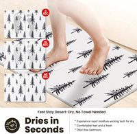 Tapis de bain en pierre CC pour Noël, super absorbant, grand tapis de salle de bain noir et blanc pour décorations de Noël