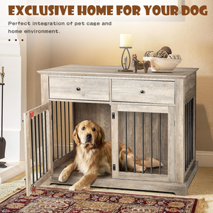 Con chó Lớn Thùng đồ nội thất, con chó bằng gỗ kennel cuối bảng với lưu trữ ngăn kéo, trang trí vật nuôi lồng con chó nhà trong nhà - Product Image 4