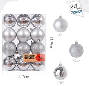 סיטונאי מותאם אישית צבעוני 4cm 24PCS מיני פלסטיק מחוסמת מעורב תליון Creative עץ חג המולד כדורי דקור קישוט סט תיבה