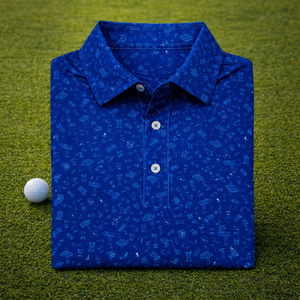 เสื้อโปโลกอล์ฟผู้ชาย OEM หรูหรา สปอร์ต วินเทจ ผ้าถัก 3 มิติ พิมพ์ลายทั่วตัว ระบายเหงื่อได้ดี รับสกรีนโลโก้ - Product Image 1