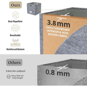 Lot de 4 paniers de <span class=keywords><strong>rangement</strong></span> en feutre 11x11x11 avec logo personnalisé et porte-étiquettes, organisateur pliable en forme de cube pour étagères, boîte en tissu <span class=keywords><strong>Kallax</strong></span> - Product Image 2