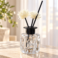 Flacon diffuseur de parfum cylindrique de luxe en verre transparent épais 50ml 100ml 150ml 200ml avec couvercle métallique, récipient vide pour la maison