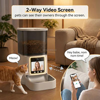 Distributore Automatico di Cibo per Gatti 5G WiFi Smart con Video e Audio Bidirezionale, Schermo LCD, Visione Notturna HD 3MP, Dispenser per Animali Domestici da 5L con Telecamera