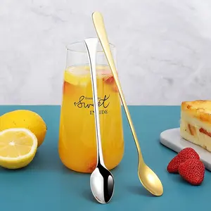 Cucharas de té con mango largo de acero inoxidable, cuchara de café, helado, Bar, bebida, cuchara mezcladora de cóctel
