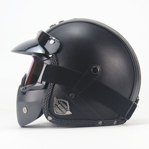 <span class=keywords><strong>Casco</strong></span> Moto Retrò in Pelle 3/4 Aperto, Fatto a Mano, Stile Vintage per Scooter e Ciclomotori, per Uomo e Donna - Product Image 5