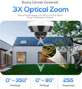 Cámara IP de 8MP con PTZ, Seguimiento Automático, Zoom Óptico 3X, Detección de Movimiento, Audio Integrado, Visión Nocturna IR, DWDR, H265+ - Product Image 4