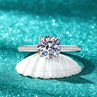 Bague de mariage tendance plaquée platine pour femme, en moissanite ronde certifiée GRA couleur D, taille princesse 1CT/2CT, vente en gros