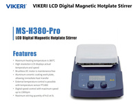 VIKERI MS-H380-Pro LCD Digital Magnetic Hotplate Stirrer 200-1500 RPM 380 ° Pelat Berlapis Keramik C untuk Penggunaan Laboratorium