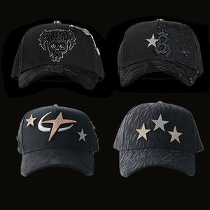 오리지널 퀄리티 재고 있음 할로윈 바바스 모자 스타 메탈 패치 5패널 야구 모자 자수 수염 CT 모자 라인스톤 장식 - Product Image 2